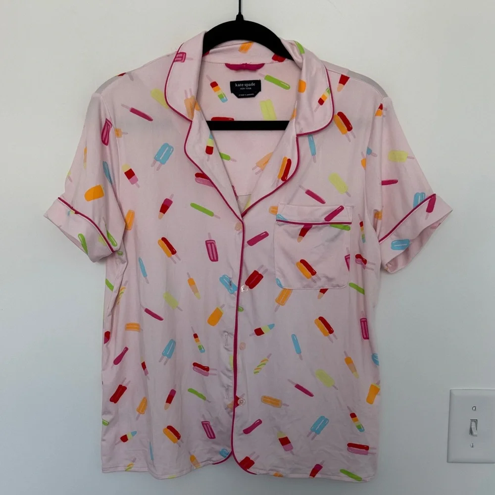 Kate Spade Pink Popsicle Print Pajama Top - Size S - Picture 2 of 7